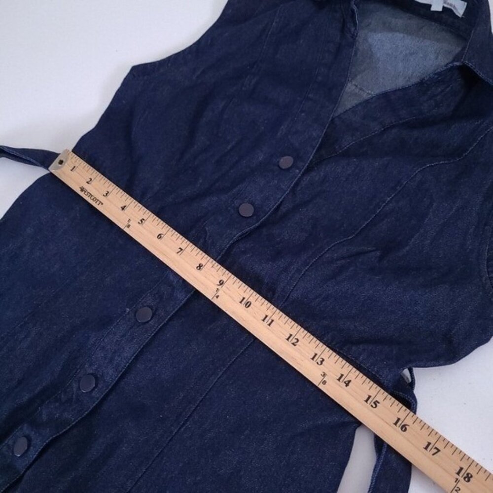Solitaire Denim Sleeveless Button Down Belted Midi Jean Dress XS - Picture 3 of 8